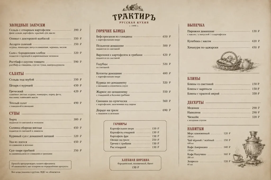 russian menu